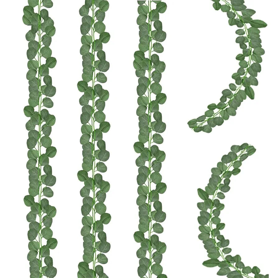 HASTHIP® 6 Pack Eucalyptus Garland, Artificial Eucalyptus Leaves Table Greenery Garland Wreath Vines Handmade Garlands for Wedding Backdrop Indoor Outdoor Arch Wall Decoration, 2.4M